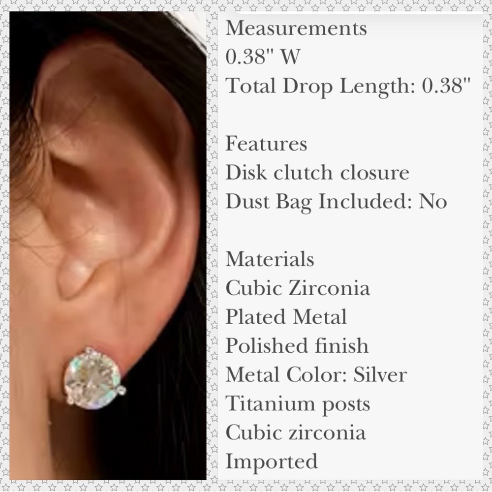 Kate Spade Cubic Zirconia Earrings Rise and Shine Glitter Studs Iridescent Clear - Picture 6 of 9